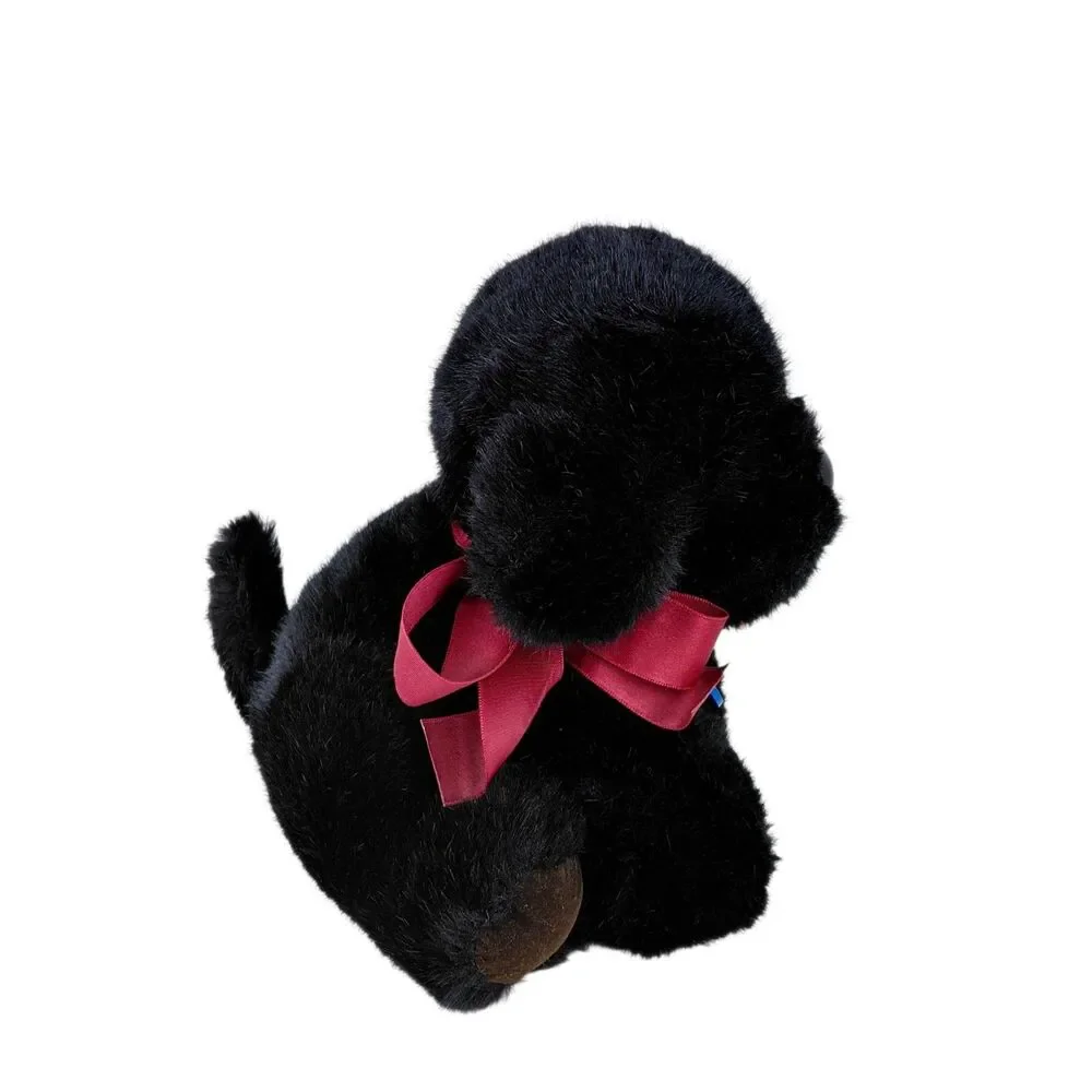 Dakin Puppy Dog Black Labrador Plush Pink Tongue Stuffed Animal Tag 1985